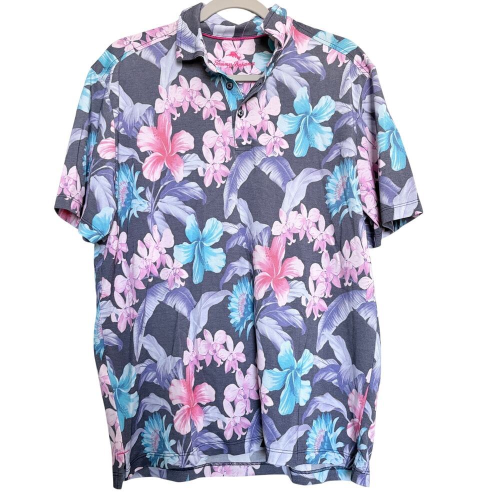 Tommy Bahama Ohana Floral Polo Men's Sz M Resort Pima Cotton Blend - Picture 2 of 6